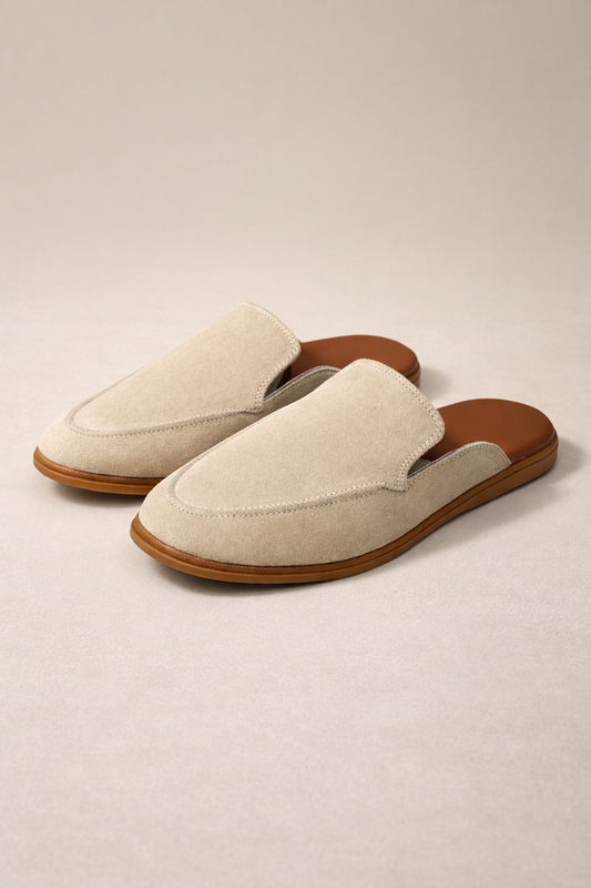 SBM-02 Sand Suede Mules