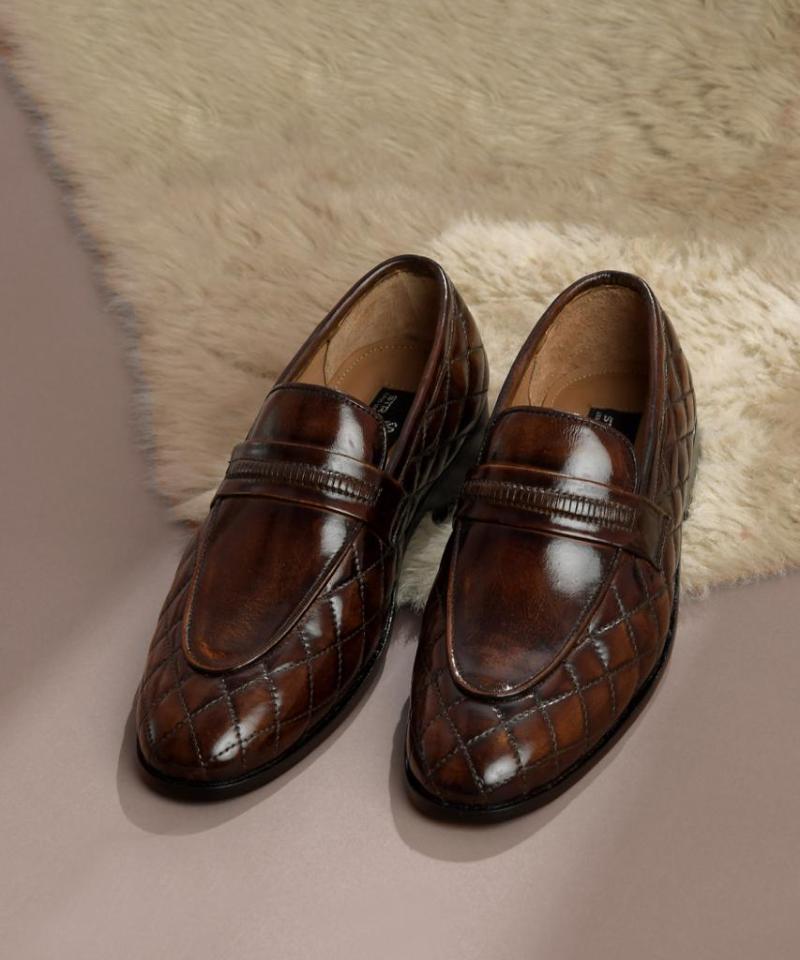 SB-11 Side Stitch Penny | Elegant Brown  Leather Shoes