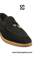 SB-47 Deep Black Suede Loafers