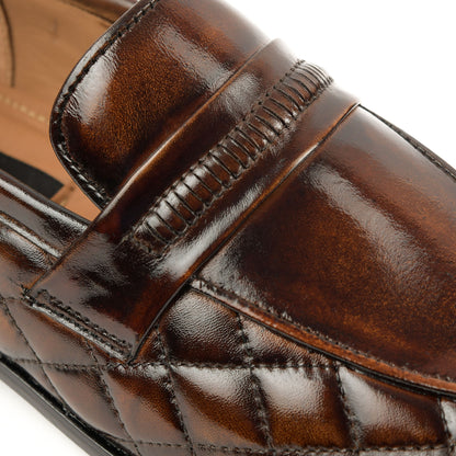 SB-11 Side Stitch Penny | Elegant Brown  Leather Shoes