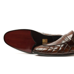 SB-11 Side Stitch Penny | Elegant Brown  Leather Shoes