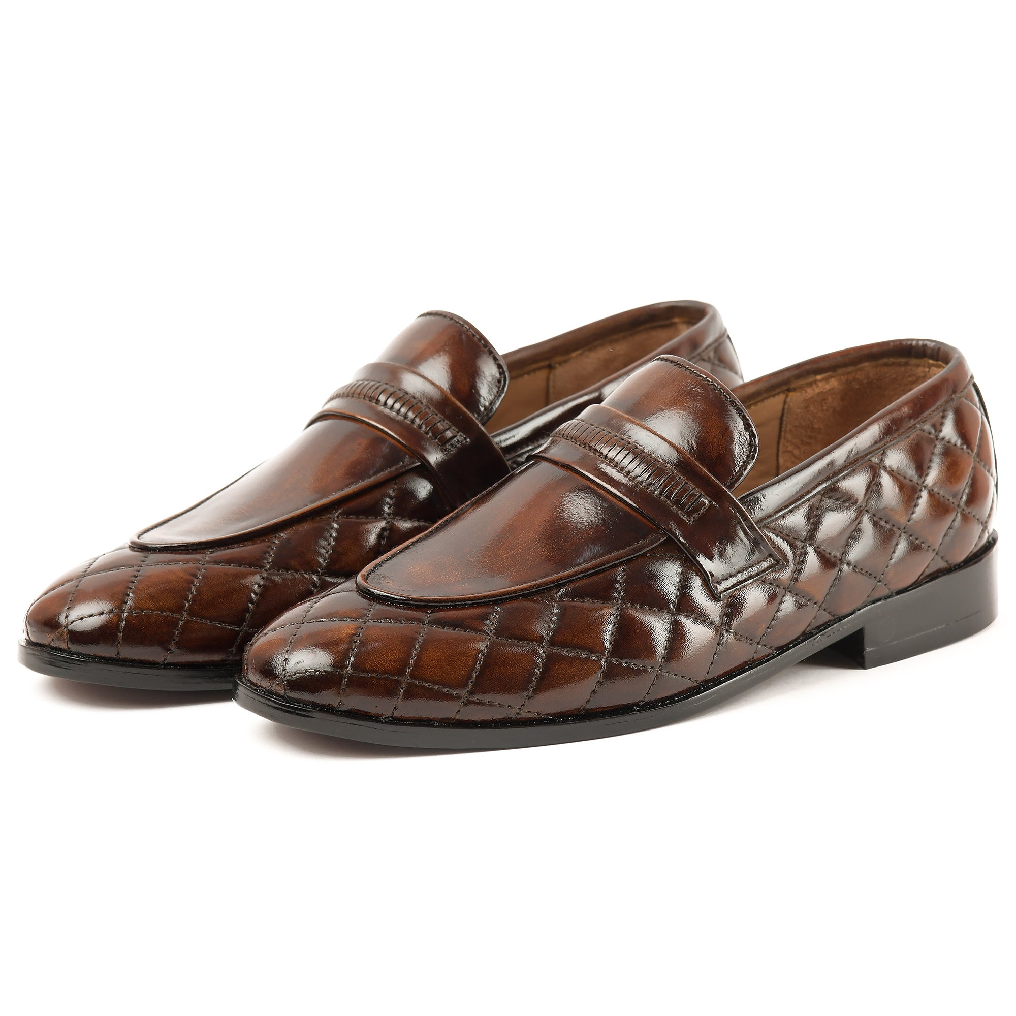 SB-11 Side Stitch Penny | Elegant Brown  Leather Shoes
