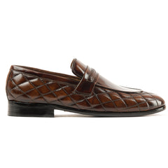 SB-11 Side Stitch Penny | Elegant Brown  Leather Shoes