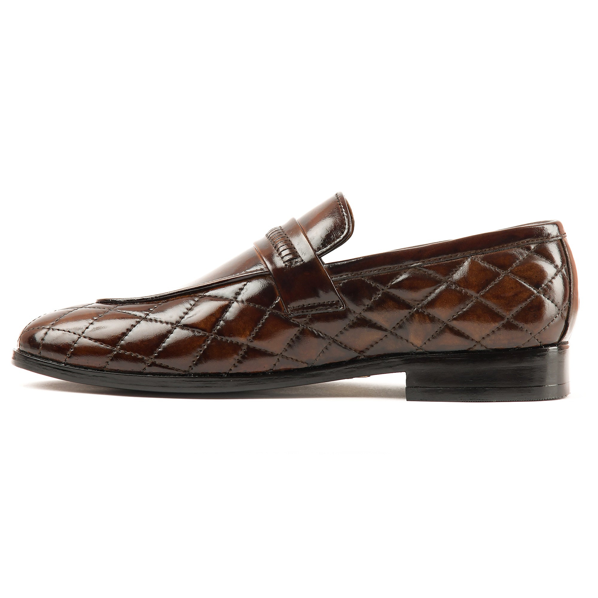 SB-11 Side Stitch Penny | Elegant Brown  Leather Shoes