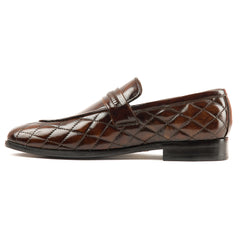 SB-11 Side Stitch Penny | Elegant Brown  Leather Shoes
